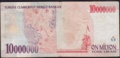 7.Emisyon 10 000 000 Lira A70 022187 Çok Temiz