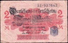 Almanya 2 Mark 1914 Temiz Mavi Seri rakamlı ( R52d )
