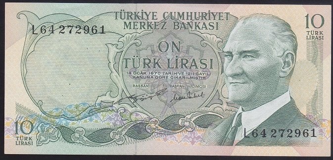 6.EMİSYON 2.TERTİP 10 LİRA L64 272961 ÇİLALTI ÇİL