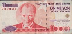 7.Emisyon 10 000 000 Lira C81 891888 Çok Temiz