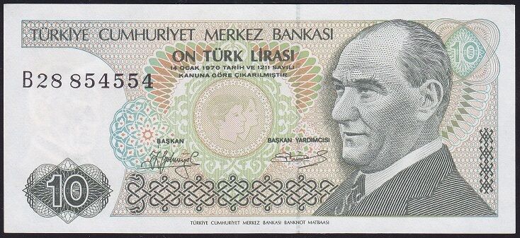 7.Emisyon 1.Tertip 10 Lira B28 854554 Çilaltı Çil