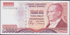 7.Emisyon 1.Tertip 20000 Lira F20 797029 Çil
