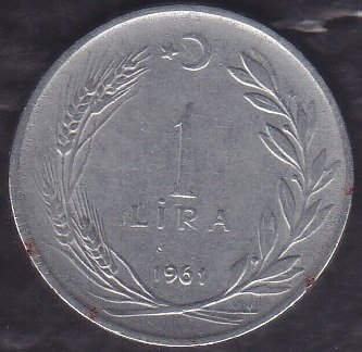 1961 Yılı 1 Lira Ters