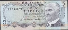 6.Emisyon 2.Tertip 5 Lira I40 046387 Çil