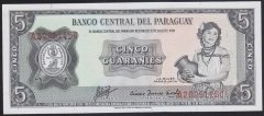 PARAGUAY 5 GUARANİES 1952 (1963) ÇİL eski kağıt para fiyatları