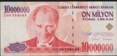 7.Emisyon 10 000 000 Lira C80 784643 Çok Temiz+