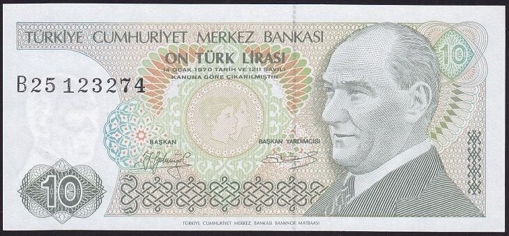 7.Emisyon 1.Tertip 10 Lira B25 123274 Çilaltı Çil
