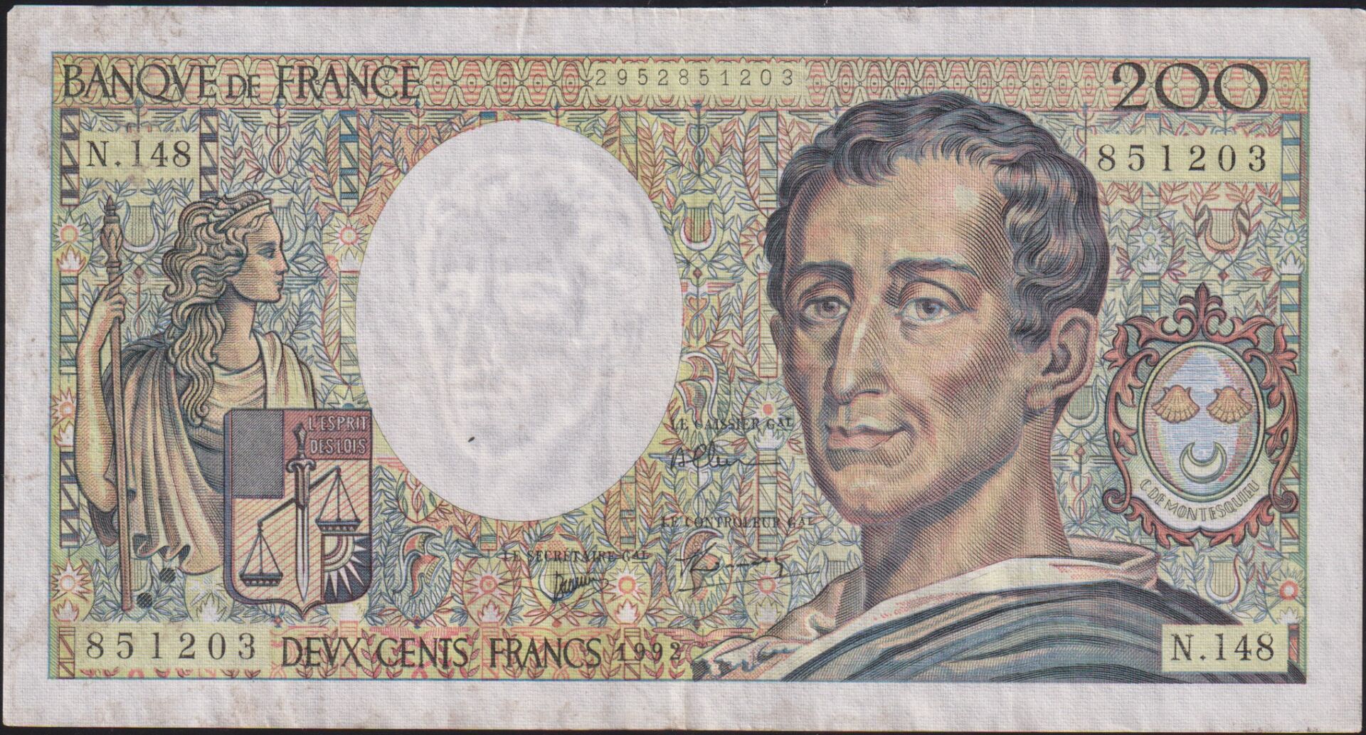 Fransa 200 Frank 1992 Çok Temiz