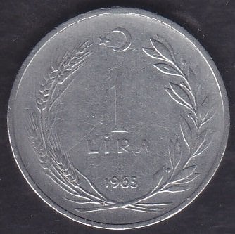 1965 Yılı 1 Lira Ters