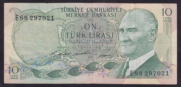 6.EMİSYON 1.TERTİP 10 LİRA E88 297021 ÇOK TEMİZ +