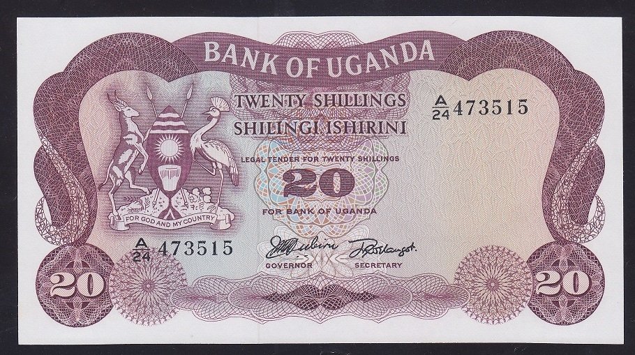 UGANDA 20 ŞİLİNG 1966 ÇİL