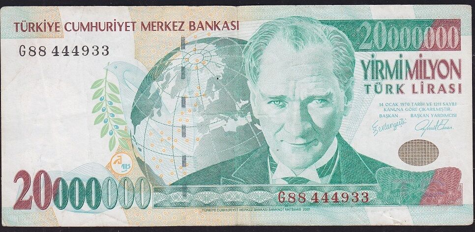 7.Emisyon 20 000 000 Lira G88 444933 Çok Temiz+