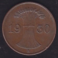 Almanya ( Weimar Cumhuriyeti ) 1 Pfennig 1930 A