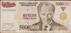 7.Emisyon 5 000 000 Lira I87 467493 Çok Temiz