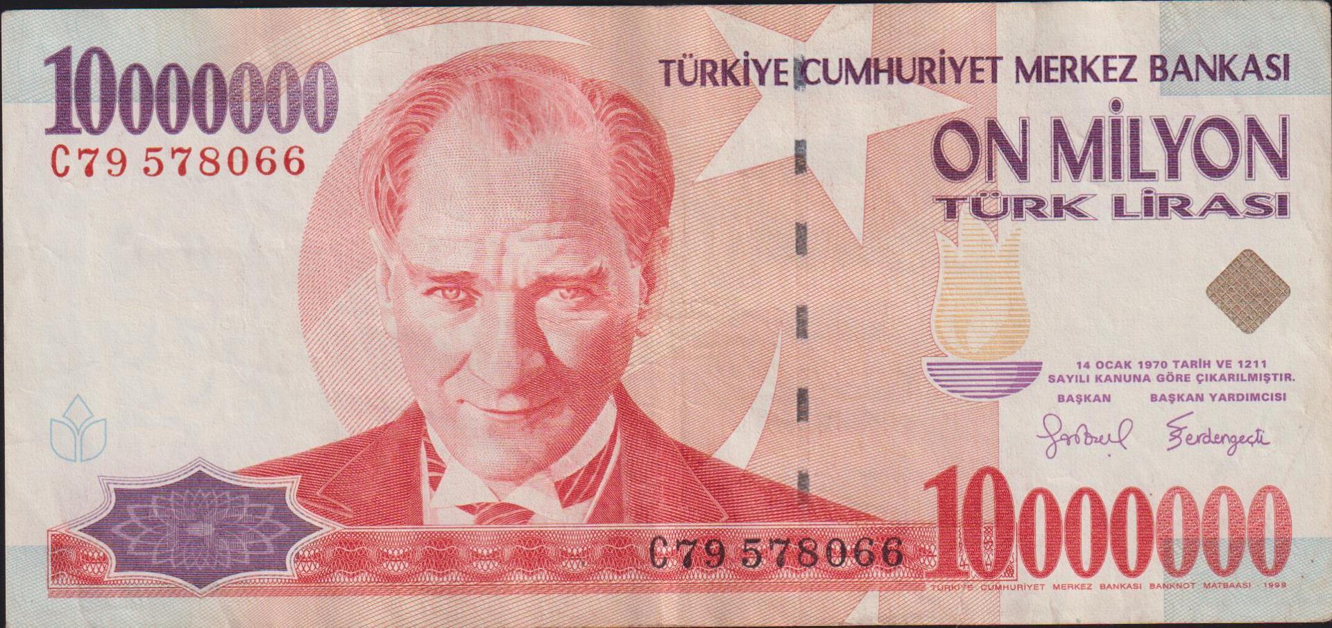 7.Emisyon 10 000 000 Lira C79 578066 Temiz+