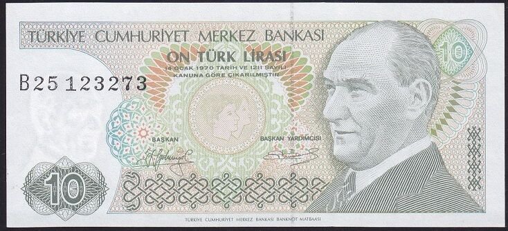 7.Emisyon 1.Tertip 10 Lira B25 123273 Çilaltı Çil