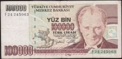 7.Emisyon 3.Tertip 100000 Lira F24 245063 Çok Temiz