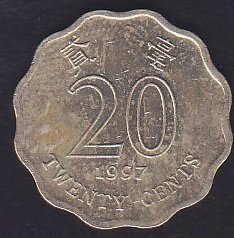 HONG KONG 20 CENT 1997