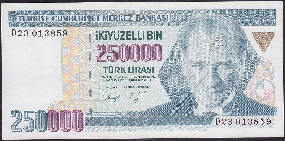 7.EMİSYON 1.TERTİP 250000 LİRA D23 013859 ÇÇT ÇİLALTI