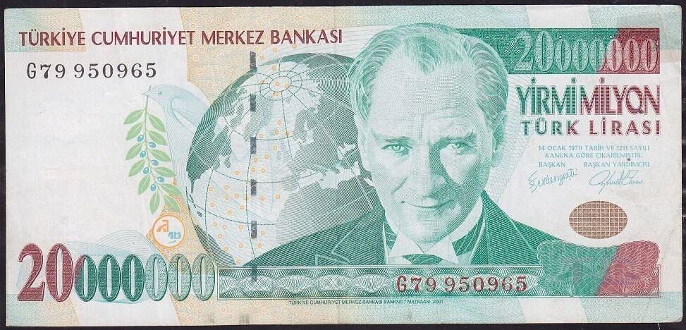 7.Emisyon 20 000 000 Lira G79 950965 Temiz