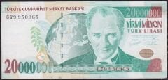 7.Emisyon 20 000 000 Lira G79 950965 Temiz