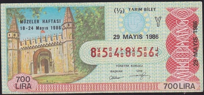 1986 29 Mayıs Yarım Bilet - Y Serisi