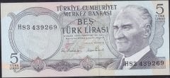 6.Emisyon 2.Tertip 5 Lira H83 439269 Çilaltı Çil