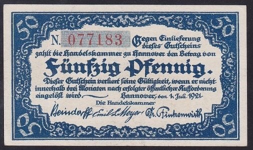 ALMANYA 50 PFENNİNG NOTGELD 1921 ÇİL