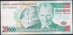 7.Emisyon 20 000 000 Lira G73 134923 Çok Temiz+