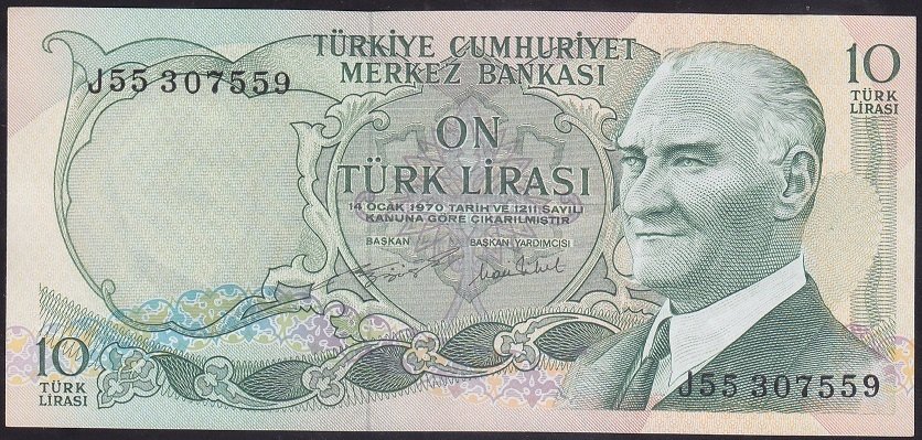 6.EMİSYON 2.TERTİP 10 LİRA J55 307559 ÇİLALTI ÇİL
