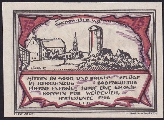 Almanya 75 Pfennig Notgeld 1922 Çil Filigranlı