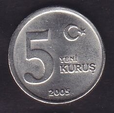 2005 Yılı 5 Yeni Kuruş