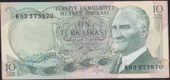 6.Emisyon 2.Tertip 10 Lira K03 373870 Çok Çok Temiz+
