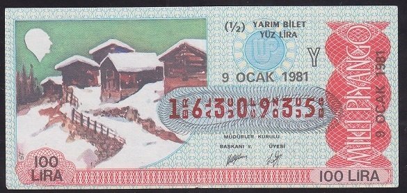 1981 9 OCAK YARIM BİLET - Y SERİSİ