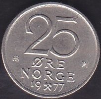 NORVEÇ 25 ÖRE 1977