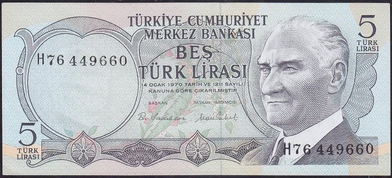 6.Emisyon 2.Tertip 5 Lira H76 449660 Çilaltı Çil