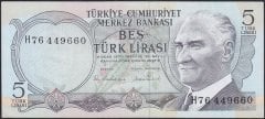 6.Emisyon 2.Tertip 5 Lira H76 449660 Çilaltı Çil