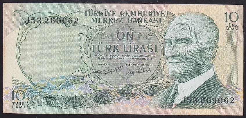 6.EMİSYON 2.TERTİP 10 LİRA J53 269062 ÇÇT