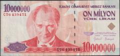 7.Emisyon 10 000 000 Lira C76 439471 Çok Temiz+