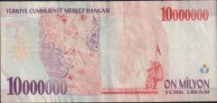 7.Emisyon 10 000 000 Lira C76 439471 Çok Temiz+