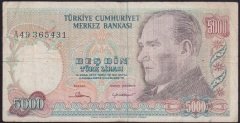 7.EMİSYON 1.TERTİP 5000 LİRA A49 365431 TEMİZ