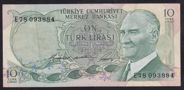 6.EMİSYON 1.TERTİP 10 LİRA E78 093884 ÇOK ÇOK TEMİZ