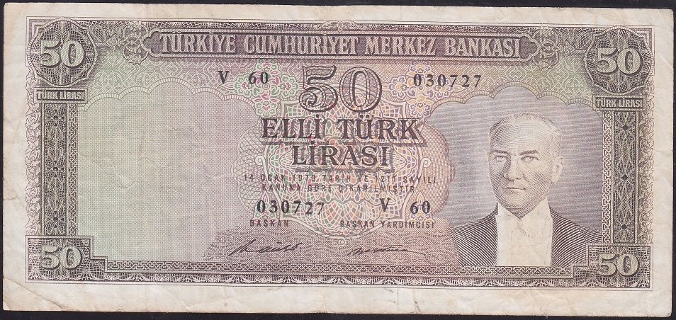 5.EMİSYON 7.TERTİP 50 LİRA V60 030727 ÇOK TEMİZ