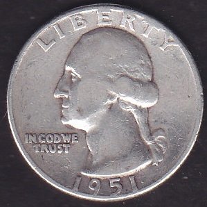 Amerika Çeyrek Dolar 1951 Gümüş