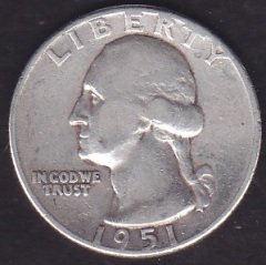 Amerika Çeyrek Dolar 1951 Gümüş