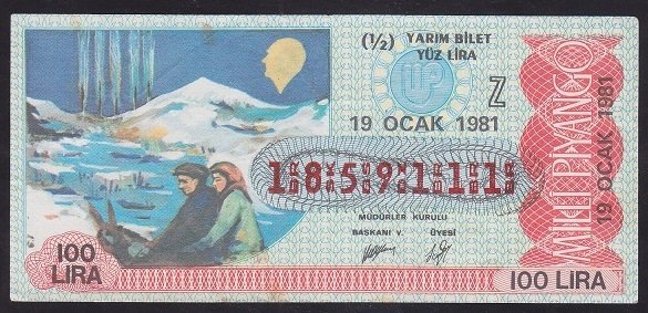 1981 19 OCAK YARIM BİLET - Z SERİSİ