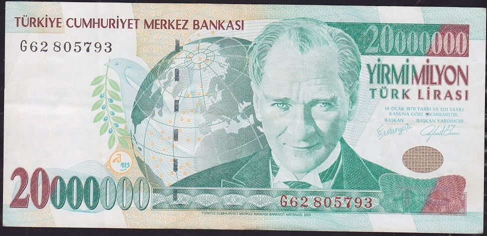 7.Emisyon 20 000 000 Lira G62 805793 Çok Temiz+