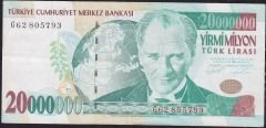 7.Emisyon 20 000 000 Lira G62 805793 Çok Temiz+