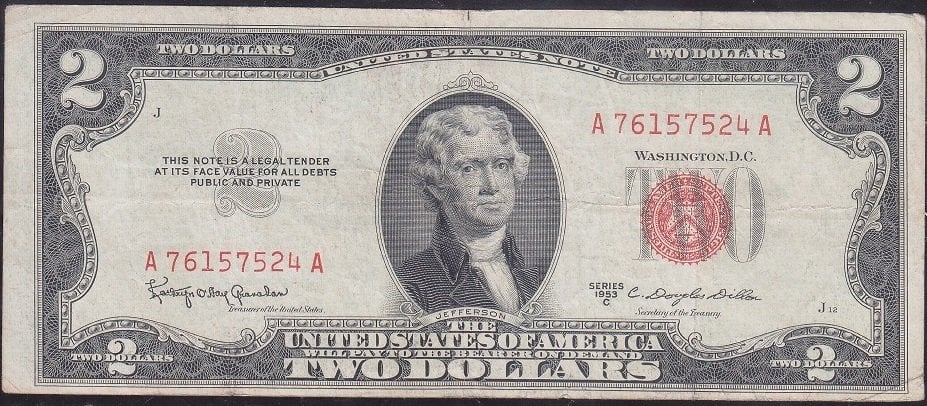 Amerika 2 Dolar 1953C Çok Temiz (Kırmızı Mühür)