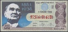 1986 9 Kasım Çeyrek Bilet - N Serisi